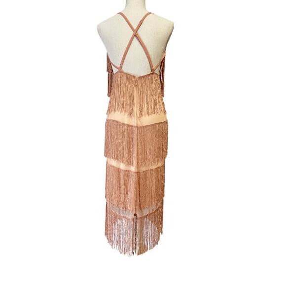 ASOS Fringe Halter Strappy Slip Dress - Women's Size 6 - Peach - Picture 3 of 14